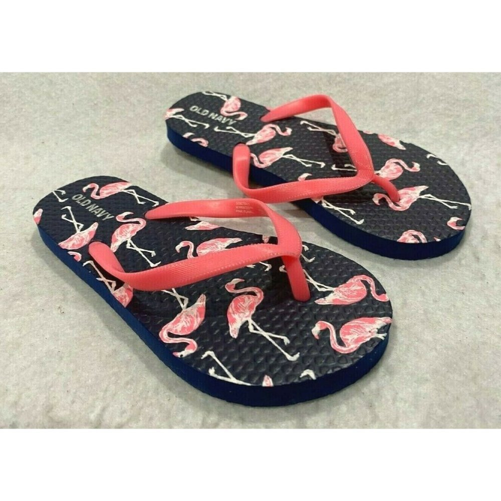 Old Navy Girls Flip Flops New‎ Nwot Blue Flamingos